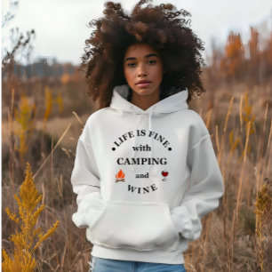 Leuke camping en wijn gezegden hoodie