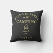 Leuke camping en wijn gezegden kussen (Achterkant)