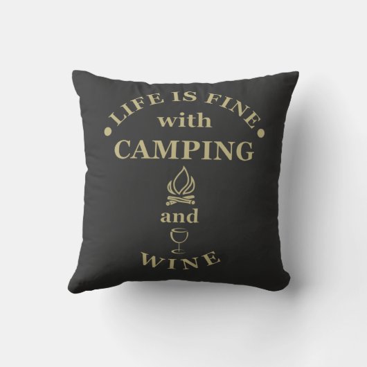 Leuke camping en wijn gezegden kussen (Achterkant)