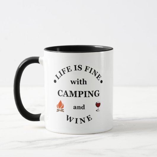Leuke camping en wijn gezegden mok (Links)