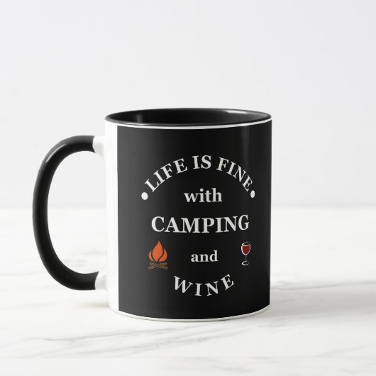 Leuke camping en wijn gezegden mok (Links)