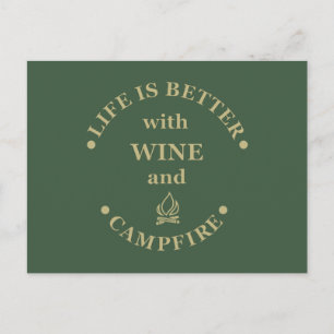 Leuke camping- en wijnspreuken briefkaart