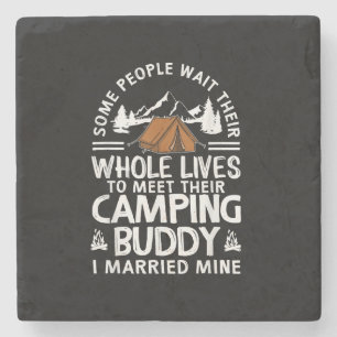 Leuke campingmaatjes cadeau voor mannen vrouwen gr stenen onderzetter