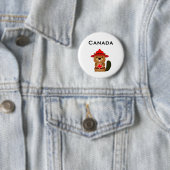 Leuke Canada Bever met esdoornblad Licht-Kleur Ronde Button 5,7 Cm (In situ)