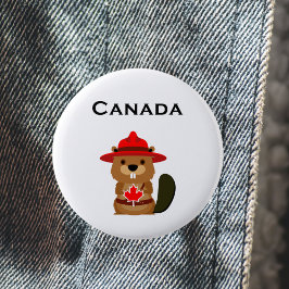 Leuke Canada Bever met esdoornblad Licht-Kleur Ronde Button 5,7 Cm