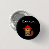Leuke Canada Bever met Maple Leaf Donkere Kleur Ronde Button 3,2 Cm (Voorkant /achterkant)