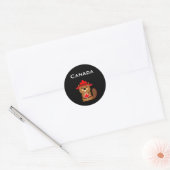 Leuke Canada Bever met Maple Leaf Donkere Kleur Ronde Sticker (Envelop)