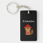 Leuke Canada Bever met Maple Leaf Donkere Kleur Sleutelhanger (Voorkant)