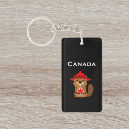 Leuke Canada Bever met Maple Leaf Donkere Kleur Sleutelhanger