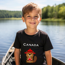Leuke Canada Bever met Maple Leaf Donkere Kleur T-shirt