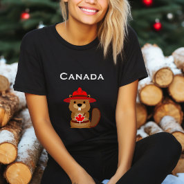 Leuke Canada Bever met Maple Leaf Donkere Kleur T-shirt