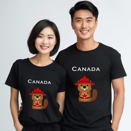 Leuke Canada Bever met Maple Leaf Donkere Kleur T-shirt
