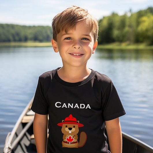 Leuke Canada Bever met Maple Leaf Donkere Kleur T-shirt