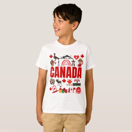 Leuke Canada Symbolen Collage T-shirt (Voorkant volledig)