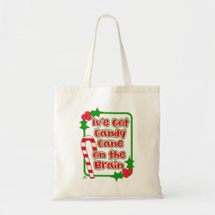 Leuke Candy Cane op Brain Slogan Kerstmis Tote Bag