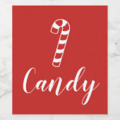 leuke CANDY CANE patroon | Wijn Etiket (Enkel label)