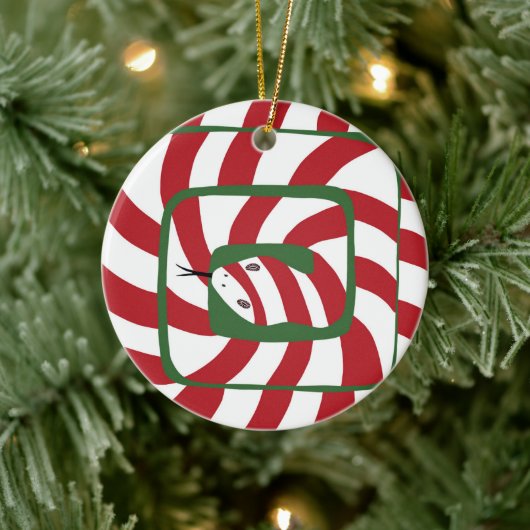 Leuke Candy Cane Rode Gestreepte Abstracte Snake Keramisch Ornament (Boom)