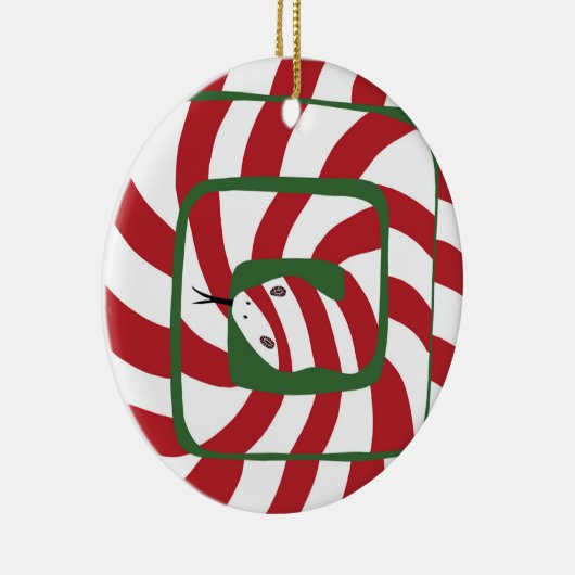 Leuke Candy Cane Rode Gestreepte Abstracte Snake Keramisch Ornament (Rechts)