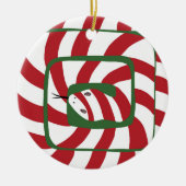 Leuke Candy Cane Rode Gestreepte Abstracte Snake Keramisch Ornament (Voorkant)