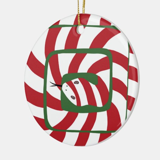 Leuke Candy Cane Rode Gestreepte Abstracte Snake Keramisch Ornament (Links)