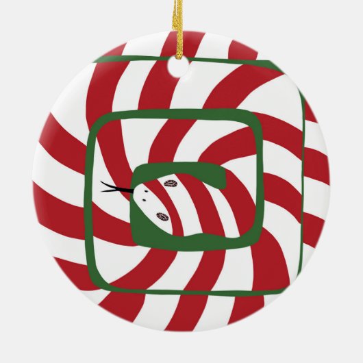 Leuke Candy Cane Rode Gestreepte Abstracte Snake Keramisch Ornament (Achterkant)
