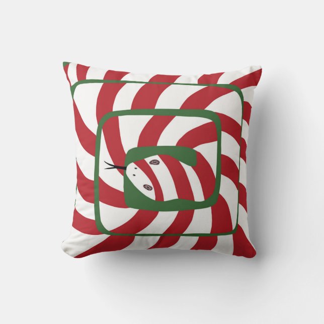 Leuke Candy Cane Rode Gestreepte Abstracte Snake Kussen (Voorkant)