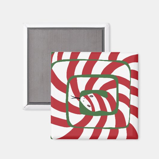 Leuke Candy Cane Rode Gestreepte Abstracte Snake Magneet (Voorkant / Achterkant)