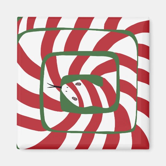 Leuke Candy Cane Rode Gestreepte Abstracte Snake Magneet (Voorkant)