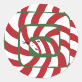 Leuke Candy Cane Rode Gestreepte Abstracte Snake Ronde Sticker (Voorkant)