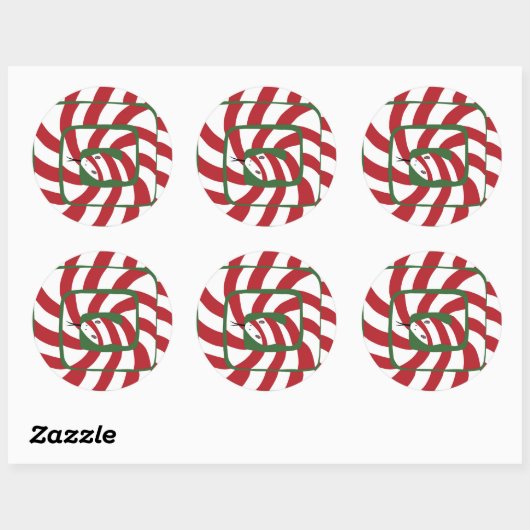 Leuke Candy Cane Rode Gestreepte Abstracte Snake Ronde Sticker (Vel)