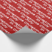 Leuke Candy Cane Typografie Kerstmis in juli Rood Cadeaupapier (Hoek)
