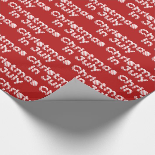 Leuke Candy Cane Typografie Kerstmis in juli Rood Cadeaupapier (Hoek)