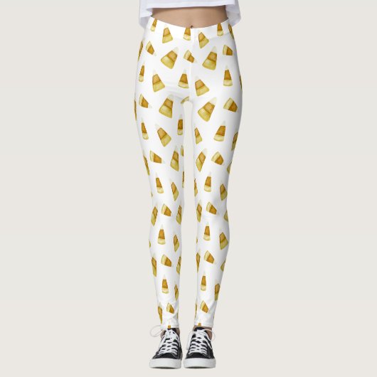 Leuke Candy Corn Oktober Halloween Party Wit Leggings (Voorkant)