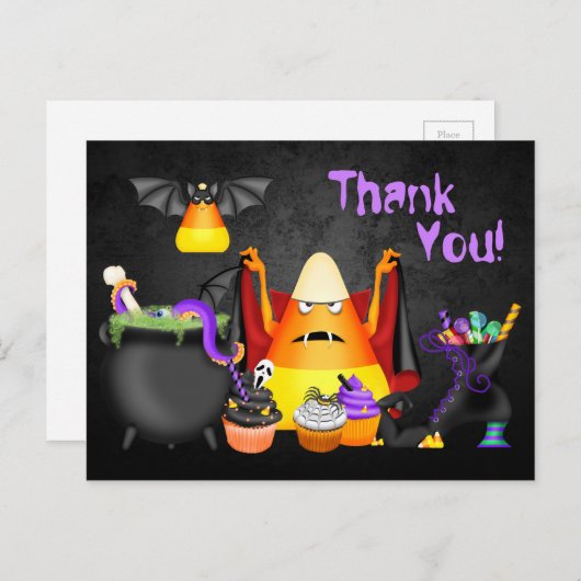 Leuke Candy Corn Spooky Treats Halloween Dank u Briefkaart (Voorkant / Achterkant)