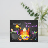 Leuke Candy Corn Spooky Treats Happy Halloween Briefkaart (Staand voorkant)