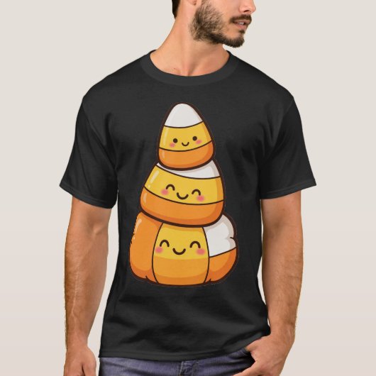 Leuke Candy Corn Stack Halloween T-shirt (Voorkant)