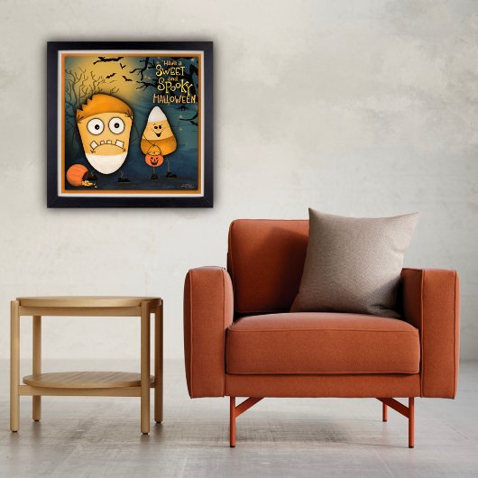 Leuke Candy Corn Sweet en Spooky Halloween Poster
