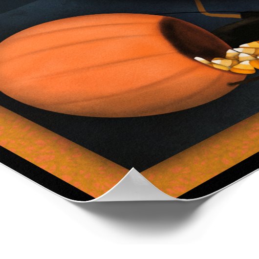 Leuke Candy Corn Sweet en Spooky Halloween Poster (Hoek)
