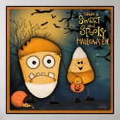 Leuke Candy Corn Sweet en Spooky Halloween Poster (Voorkant)