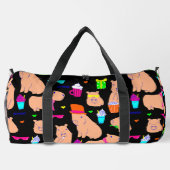 Leuke capibara grappig dier zwart plunjezak (Achterkant)