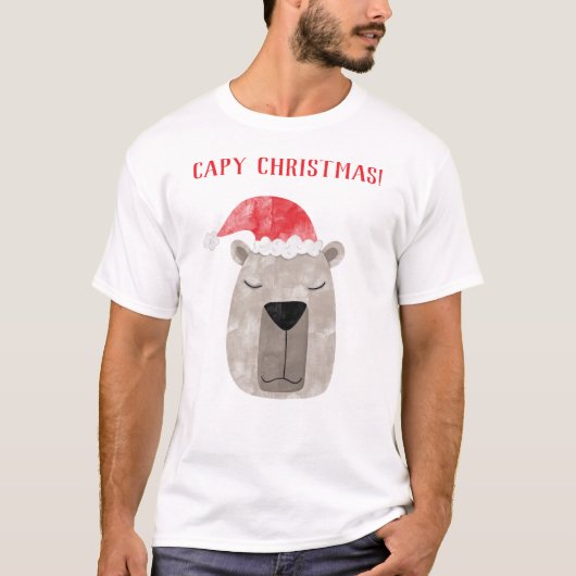 Leuke Capybara gepersonaliseerde kerst T-shirt (Voorkant)