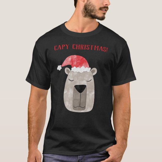 Leuke Capybara gepersonaliseerde kerst T-shirt (Voorkant)