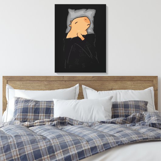 Leuke Capybara Gift Vrouwen Kinder Slapen Capybara Canvas Afdruk (Insitu (Slaapkamer))