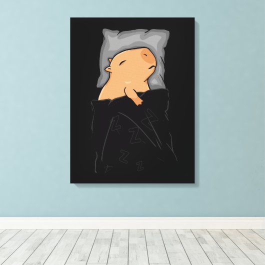 Leuke Capybara Gift Vrouwen Kinder Slapen Capybara Canvas Afdruk (Insitu (Houten vloer))