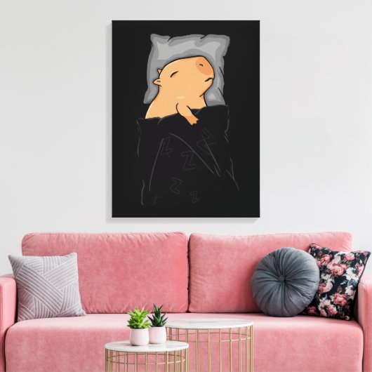 Leuke Capybara Gift Vrouwen Kinder Slapen Capybara Canvas Afdruk (Insitu (Woonkamer))