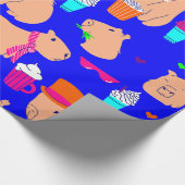 Leuke Capybara Grappig Dierenblauw Cadeaupapier (Hoek)