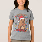 Leuke Capybara Kerstverlichtingsfeest Tri-Blend Shirt (Voorkant)