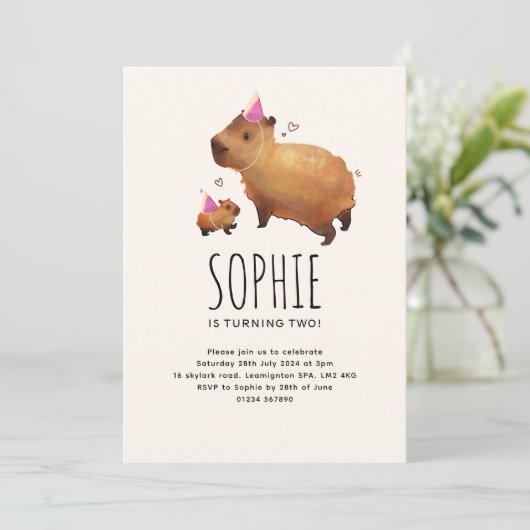 Leuke Capybara kinderen verjaardag Kaart (Staand voorkant)