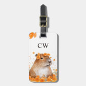 Leuke Capybara Lover gepersonaliseerd Monogram Bagagelabel (Voorkant verticaal)