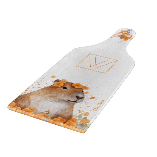 Leuke Capybara Lover Gift Gepersonaliseerd Monogra Snijplank (Hoek)